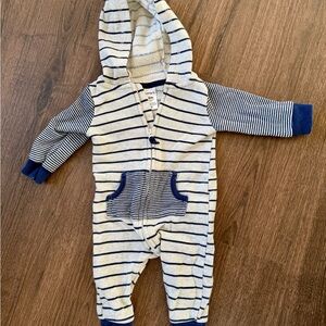 Carter's Navy and White Striped Hooded Footie